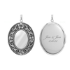 Antique Finish Embossed Oval Locket in Sterling Silver with Optional Engraving (48 x 39 mm)