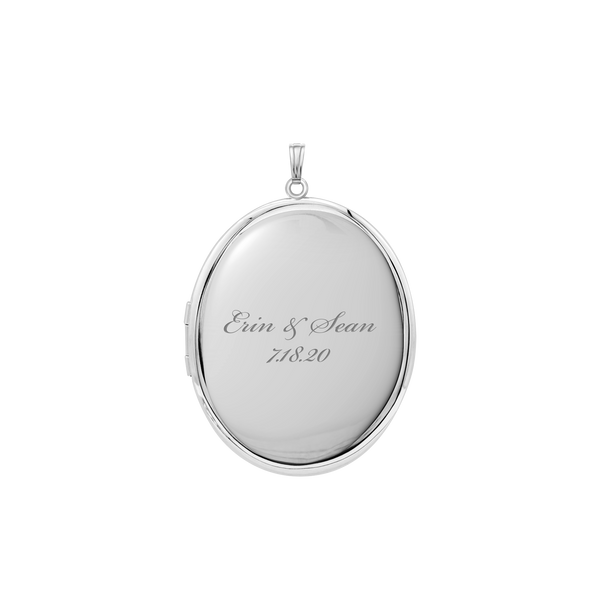 Plain Oval Locket in Sterling Silver with Optional Engraving (16 x 14 mm - 48 x 39 mm)