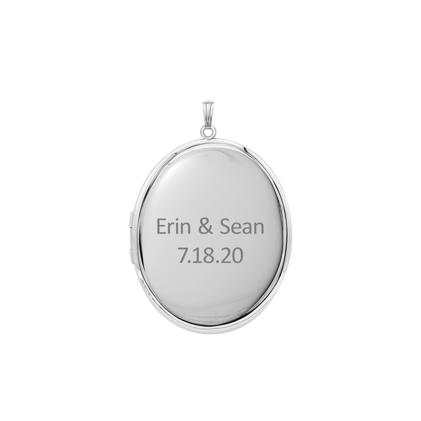 Plain Oval Locket in Sterling Silver with Optional Engraving (16 x 14 mm - 48 x 39 mm)