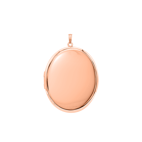 Plain Oval Locket in Sterling Silver 18K Pink Gold Finish with Optional Engraving (16 x 14 mm - 48 x 39 mm)