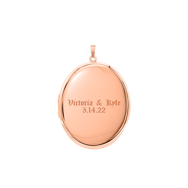 Plain Oval Locket in Sterling Silver 18K Pink Gold Finish with Optional Engraving (16 x 14 mm - 48 x 39 mm)