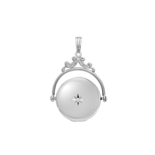 Load image into Gallery viewer, ITI NYC Antique Design Round Locket with Diamonds in Sterling Silver with Optional Engraving (35 x 24 mm)
