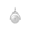Antique Design Round Locket with Diamonds in Sterling Silver with Optional Engraving (19 mm)