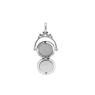 Antique Design Round Locket in Sterling Silver with Optional Engraving (19 mm)