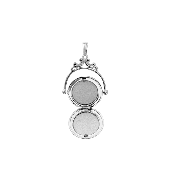 ITI NYC Antique Design Round Locket in Sterling Silver with Optional Engraving (35 x 24 mm)