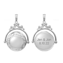 Load image into Gallery viewer, ITI NYC Antique Design Round Locket in Sterling Silver with Optional Engraving (35 x 24 mm)
