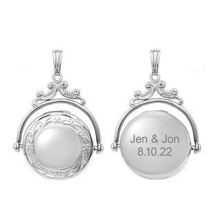 ITI NYC Antique Design Round Locket in Sterling Silver with Optional Engraving (35 x 24 mm)