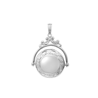 Antique Design Round Locket in Sterling Silver with Optional Engraving (19 mm)