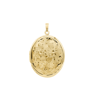 ITI NYC Special Order Only: Hand Engraved Design Oval Locket in 14K Yellow Gold (46 x 30 mm)