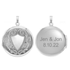 ITI NYC Hand Engraved Design Round Locket in Sterling Silver with Optional Engraving (42 x 33 mm)