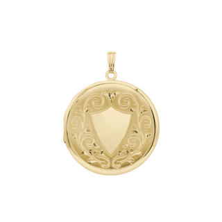 ITI NYC Special Order Only: Hand Engraved Design Round Locket in 14K Yellow Gold (33 mm)