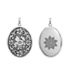 Antique Finish Embossed Oval Locket in Sterling Silver with Optional Engraving (37 x 30 mm)