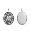 Antique Finish Embossed Oval Locket in Sterling Silver with Optional Engraving (37 x 30 mm)