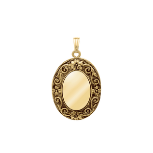 ITI NYC Antique Finish Embossed Oval Locket in 14K Gold Filled with Optional Engraving (38 x 23 mm)