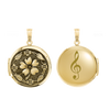 Antique Finish Embossed Round Locket in 14K Gold Filled with Optional Engraving (23 mm)
