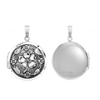 Antique Finish Embossed Round Locket in Sterling Silver with Optional Engraving (23 mm)