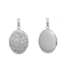 Embossed Oval Locket in Sterling Silver with Optional Engraving (21 x 16 mm)