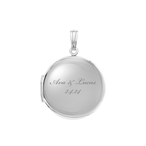 Plain Round Locket in Sterling Silver with Optional Engraving (13 mm - 32 mm)