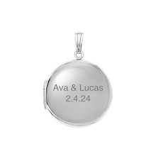 Load image into Gallery viewer, ITI NYC Plain Round Locket in Sterling Silver with Optional Engraving (20 x 14 mm - 42 x 32 mm)
