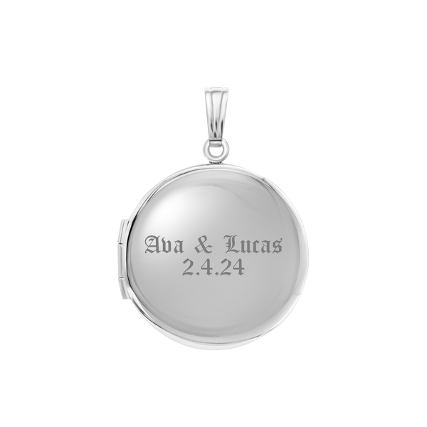 Plain Round Locket in Sterling Silver with Optional Engraving (13 mm - 32 mm)