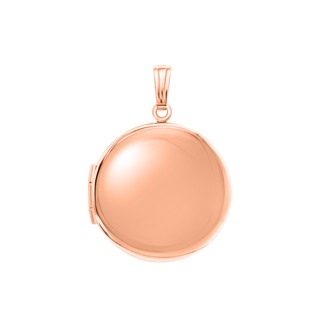 Plain Round Locket in Sterling Silver 18K Pink Gold Finish with Optional Engraving (13 mm - 32 mm)