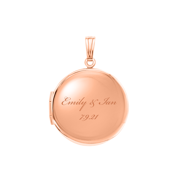 Plain Round Locket in Sterling Silver 18K Pink Gold Finish with Optional Engraving (13 mm - 32 mm)