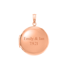 Load image into Gallery viewer, ITI NYC Plain Round Locket in Sterling Silver 18K Rose Gold Finish with Optional Engraving (14 mm - 32 mm)
