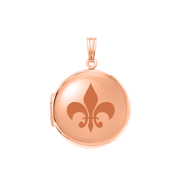 Plain Round Locket in Sterling Silver 18K Pink Gold Finish with Optional Engraving (13 mm - 32 mm)