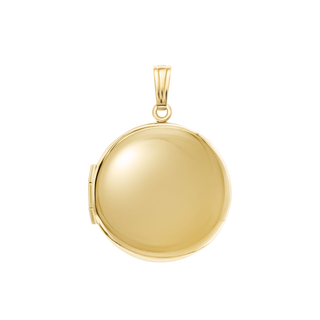 Plain Round Locket in Sterling Silver 18K Yellow Gold Finish with Optional Engraving (13 mm - 32 mm)