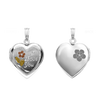 Tri-Color & Hand Engraved Design Heart Locket in Sterling Silver with Optional Engraving (19 mm)