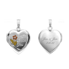 Tri-Color & Hand Engraved Design Heart Locket in Sterling Silver with Optional Engraving (19 mm)