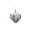 Tri-Color & Hand Engraved Design Heart Locket in Sterling Silver with Optional Engraving (19 mm)