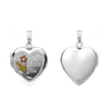 Tri-Color & Hand Engraved Design Heart Locket in Sterling Silver with Optional Engraving (19 mm)