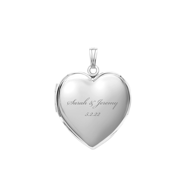 Plain Heart Locket in Sterling Silver with Optional Engraving (15 mm - 26 mm)