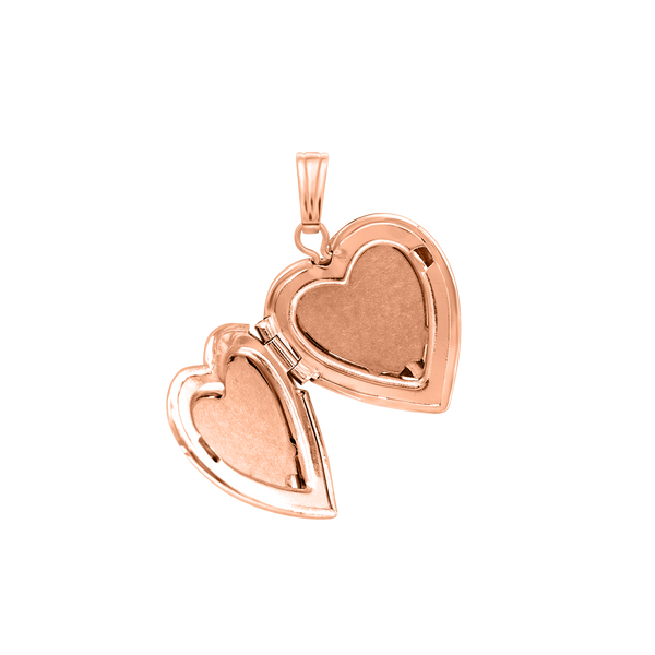 Plain Heart Locket in Sterling Silver 18K Pink Gold Finish with Optional Engraving (15 mm - 26 mm)