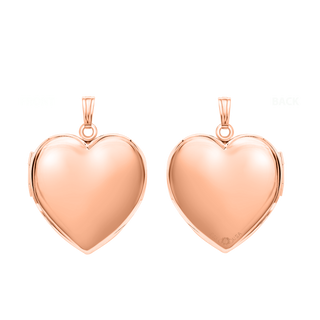 Plain Heart Locket in Sterling Silver 18K Pink Gold Finish with Optional Engraving (15 mm - 26 mm)