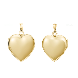 ITI NYC Plain Heart Locket in Sterling Silver 18K Yellow Gold Finish with Optional Engraving (22 x 15 mm - 34 x 26 mm)