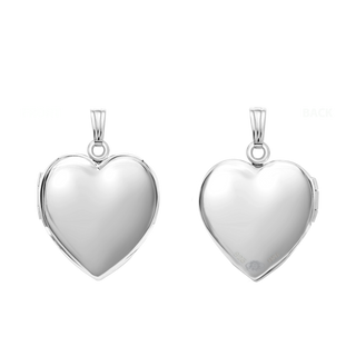 Plain Heart Locket in Sterling Silver with Optional Engraving (15 mm - 26 mm)