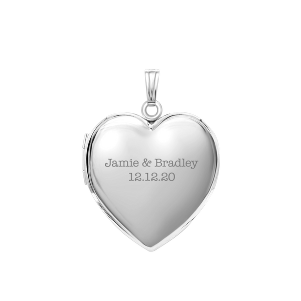 Plain Heart Locket in Sterling Silver with Optional Engraving (15 mm - 26 mm)