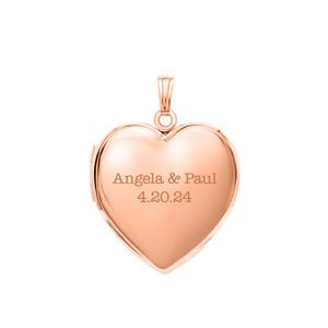 ITI NYC Plain Heart Locket in Sterling Silver 18K Rose Gold Finish with Optional Engraving (22 x 15 mm - 34 x 26 mm)