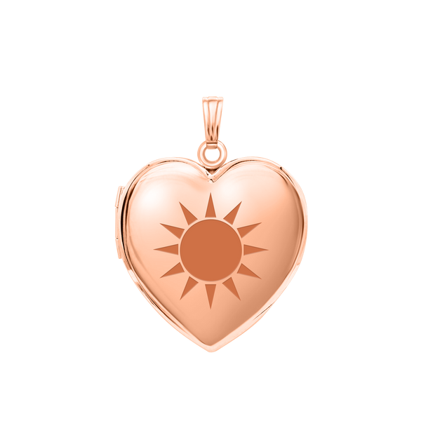 Plain Heart Locket in Sterling Silver 18K Pink Gold Finish with Optional Engraving (15 mm - 26 mm)