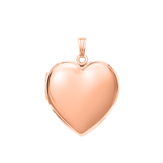 Plain Heart Locket in Sterling Silver 18K Pink Gold Finish with Optional Engraving (15 mm - 26 mm)
