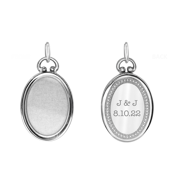 ITI NYC Oval Half Locket in Sterling Silver with Optional Engraving (30 x 16 mm)