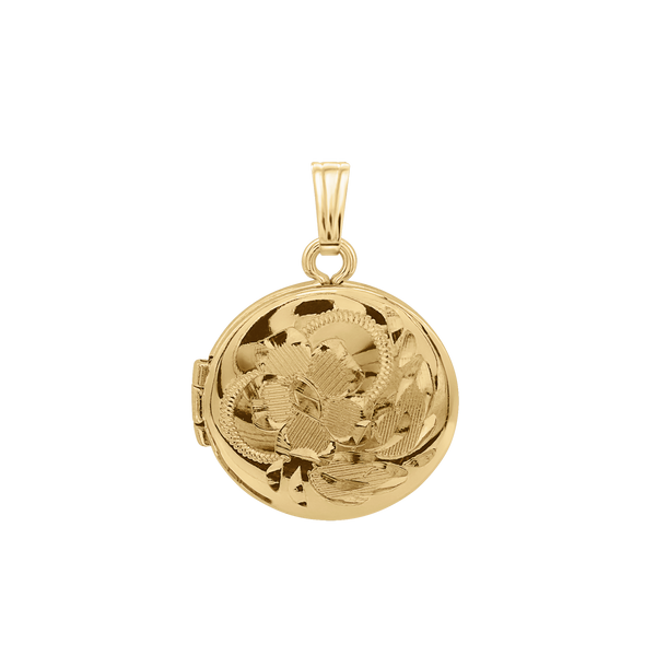 Hand Engraved Design Round Locket in 14K Gold Filled with Optional Engraving (13 mm)