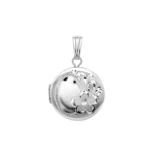 Load image into Gallery viewer, ITI NYC Hand Engraved Design Round Locket in Sterling Silver with Optional Engraving (20 x 14 mm)
