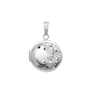 ITI NYC Hand Engraved Design Round Locket in Sterling Silver with Optional Engraving (20 x 14 mm)