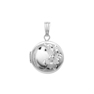Hand Engraved Design Round Locket in Sterling Silver with Optional Engraving (13 mm)