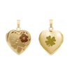 Tri-Color & Hand Engraved Design Heart Locket with Diamonds in 14K Gold Filled with Optional Engraving (19 mm)