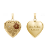 Tri-Color & Hand Engraved Design Heart Locket with Diamonds in 14K Gold Filled with Optional Engraving (19 mm)