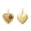 Tri-Color & Hand Engraved Design Heart Locket with Diamonds in 14K Gold Filled with Optional Engraving (19 mm)